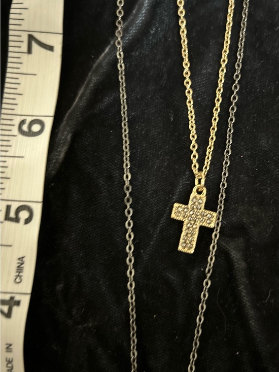 Jewelry - Layered Cross Necklace Set - Tri-toned